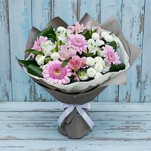 Букет цветов из:  Герберы, Альстромерии и Хризантемы #REPLACE_PRED# Пелым