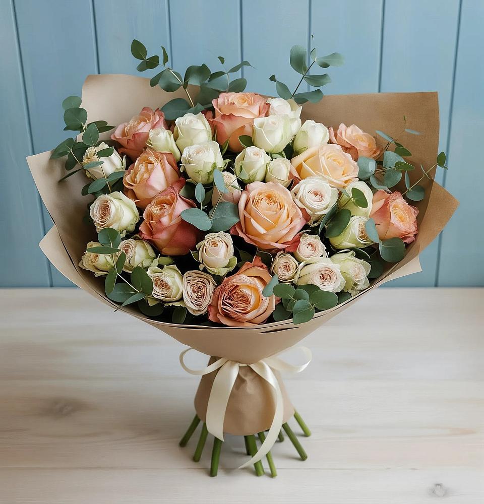 Букет цветов из: Альстромерии и Розы в Пелым