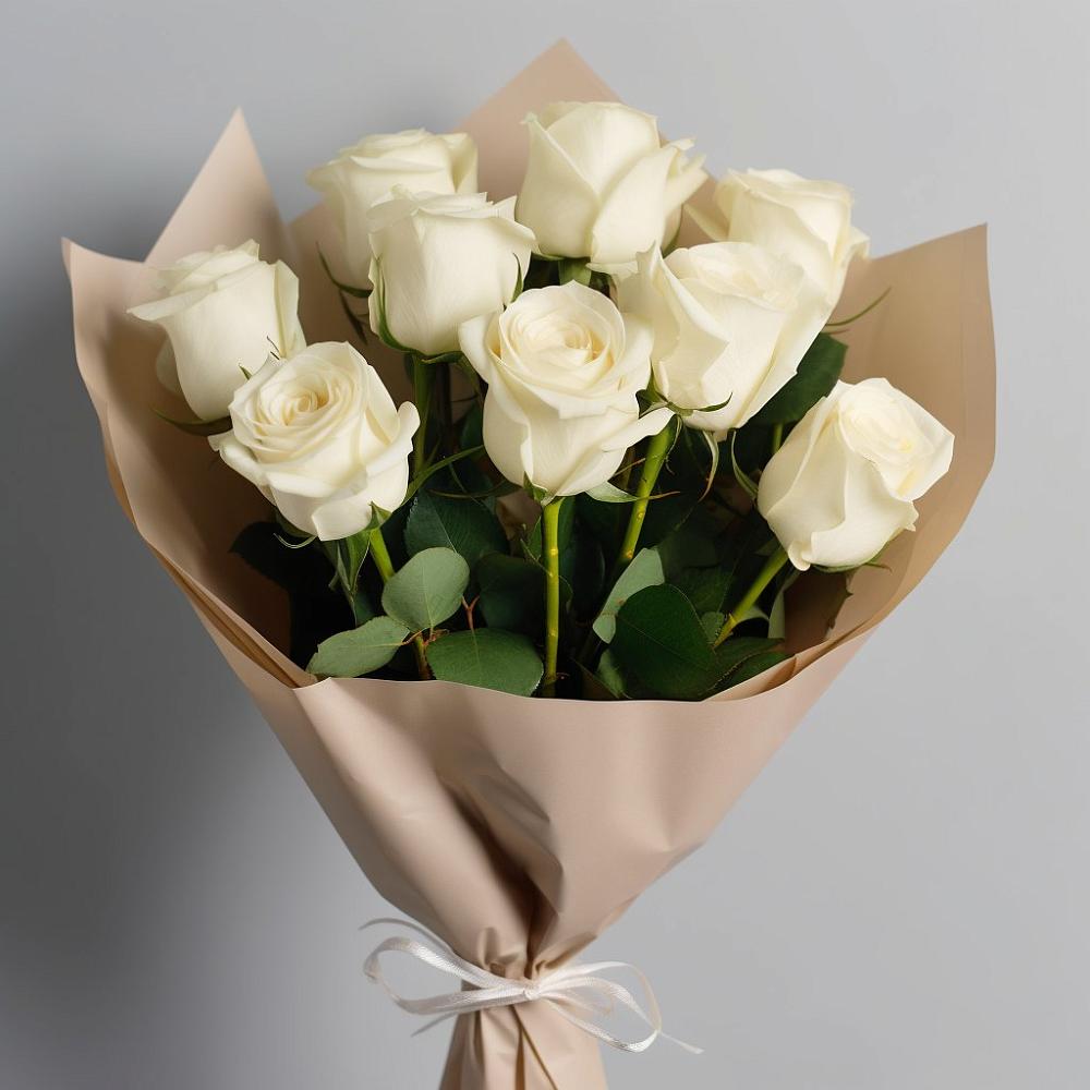 Букет 9 Белых роз Эдлесс Лав в Пелым