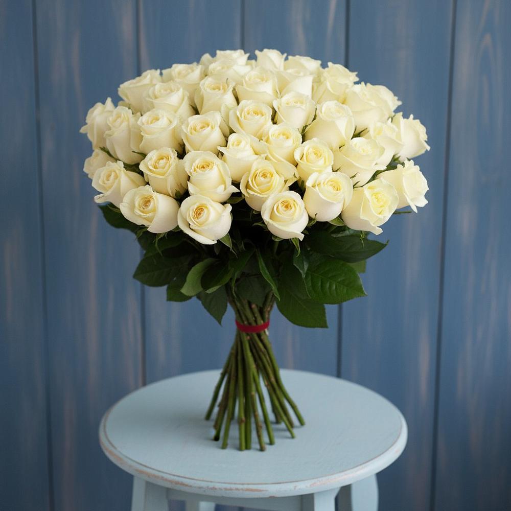 Букет 51 Белая роза Эдлесс Лав в Пелым