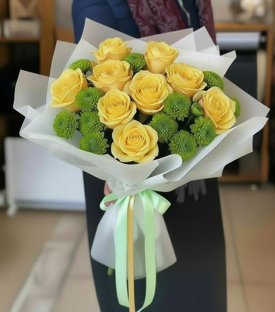 Букет цветов из: Хризантемы и Розы в Пелым