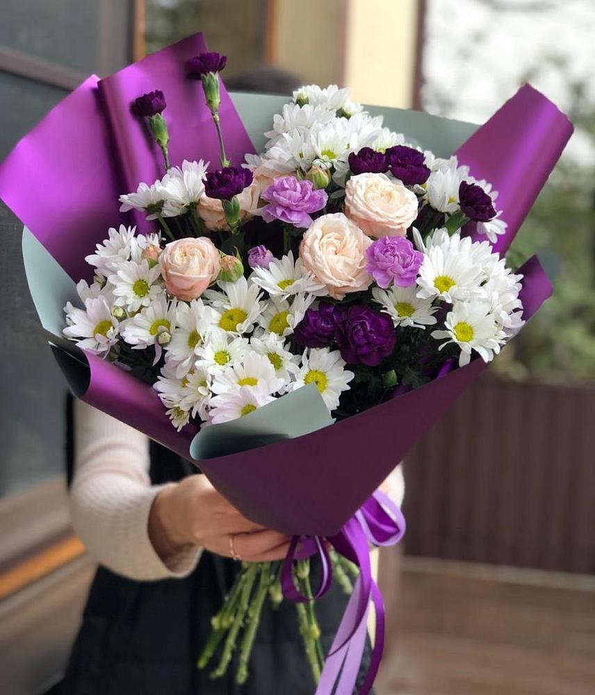 Букет цветов из: Хризантемы, Гвоздики и Розы в Пелым