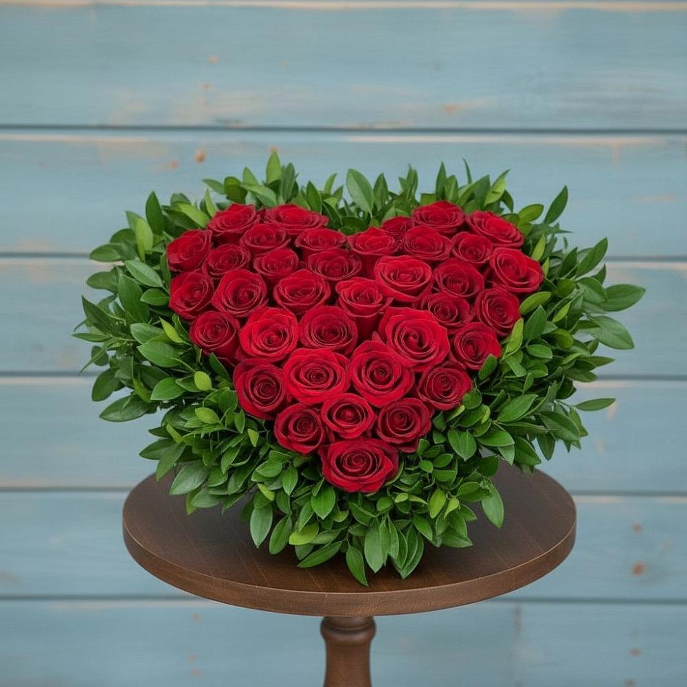 Цветочная композиция из Розы в виде сердца в Пелым