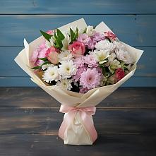 Букет цветов из:  Хризантемы, Альстромерии и Розы в Пелым