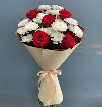 Букет цветов из:  Розы и Хризантемы #REPLACE_PRED# Пелым