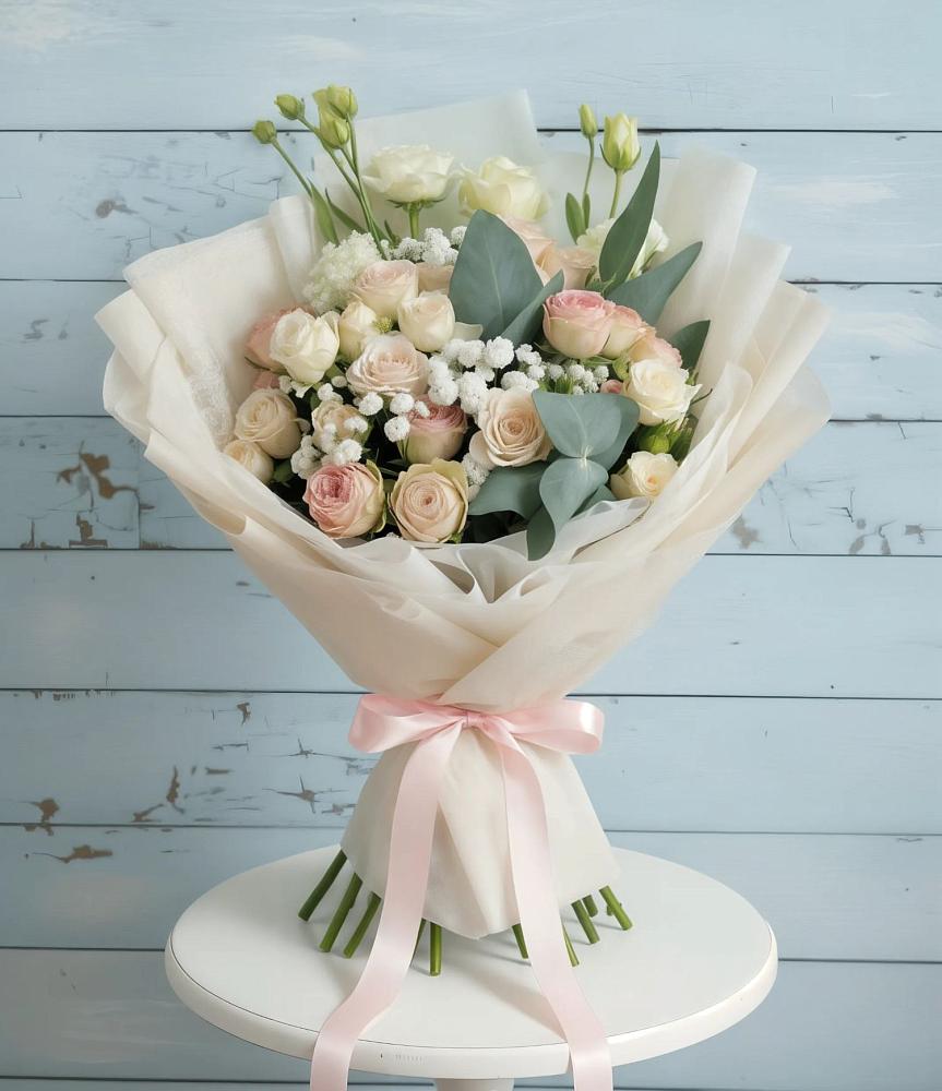 Букет цветов из: Розы и Лизиантусы в Пелым