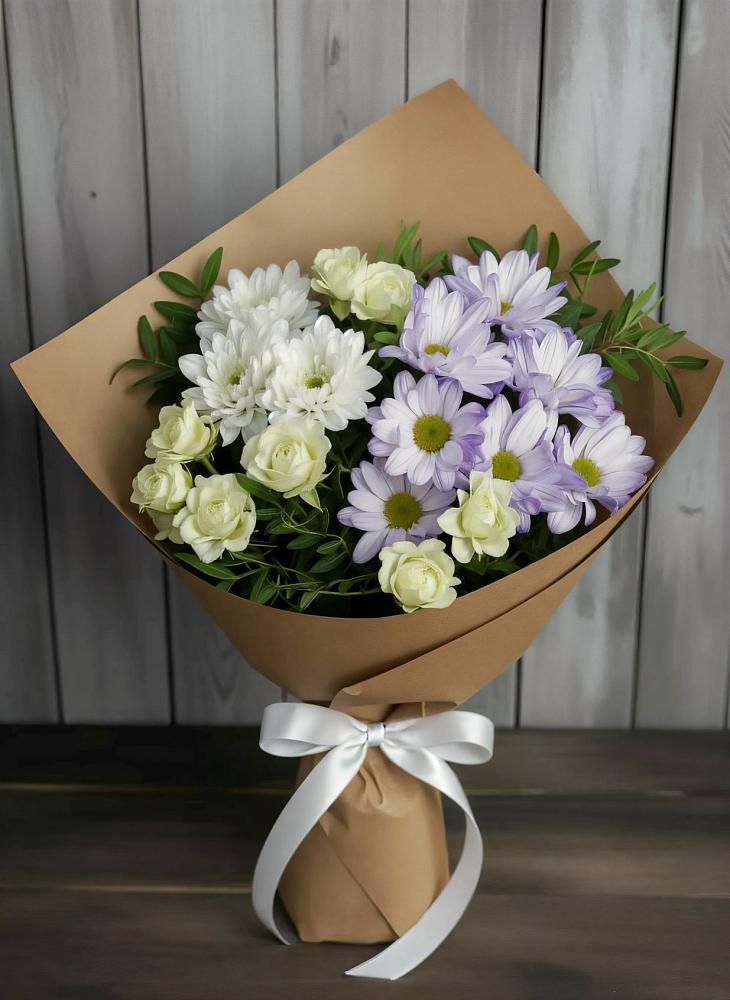 Букет цветов из: Хризантемы и Розы в Пелым