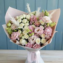 Букет цветов из:  Альстромерии и Розы #REPLACE_PRED# Пелым